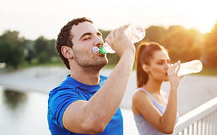 couple drinking water