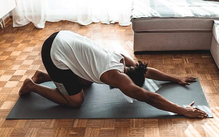Woman doing a yoga stretch