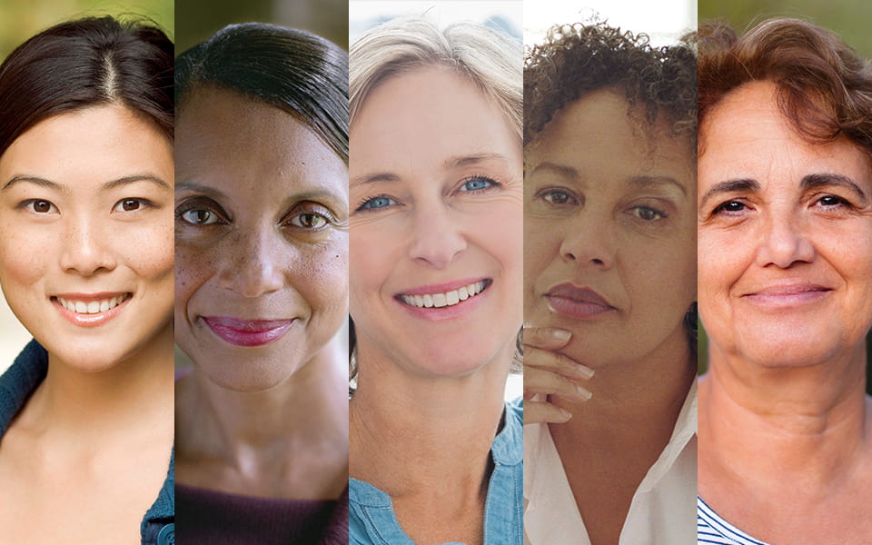 Group of five women in close-up