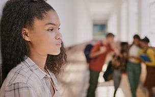 girl with troubled facial expression