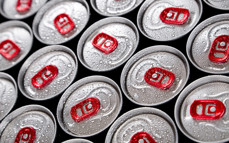 Cans of energy drinks