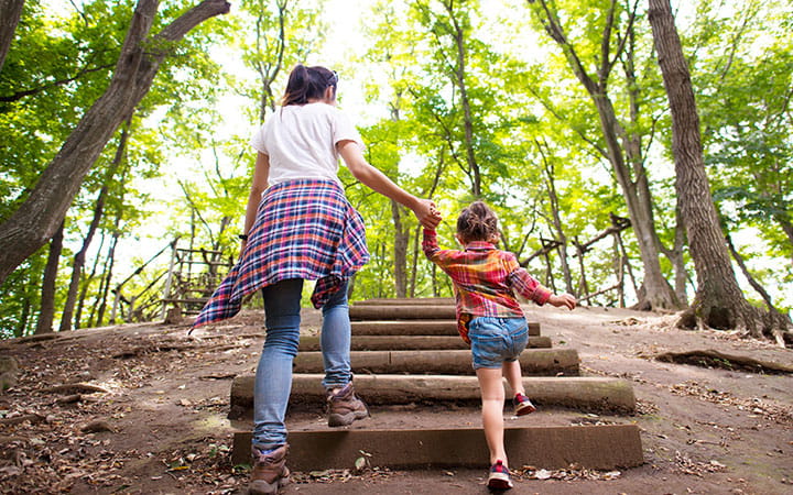 Mom and daughter hiking
