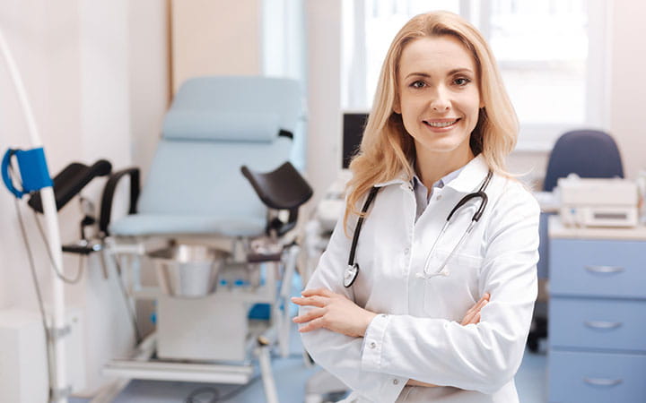 gynecologist with stirrups