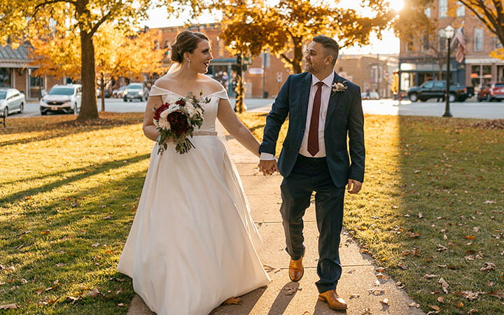 Ailene and Adam on their wedding day