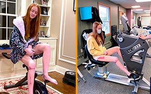Caroline Rarick in rehabilitation therapy