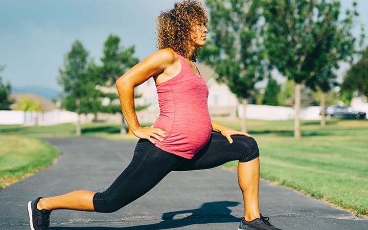 pregnant woman stretching