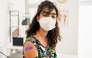 Teen girl after her vaccination