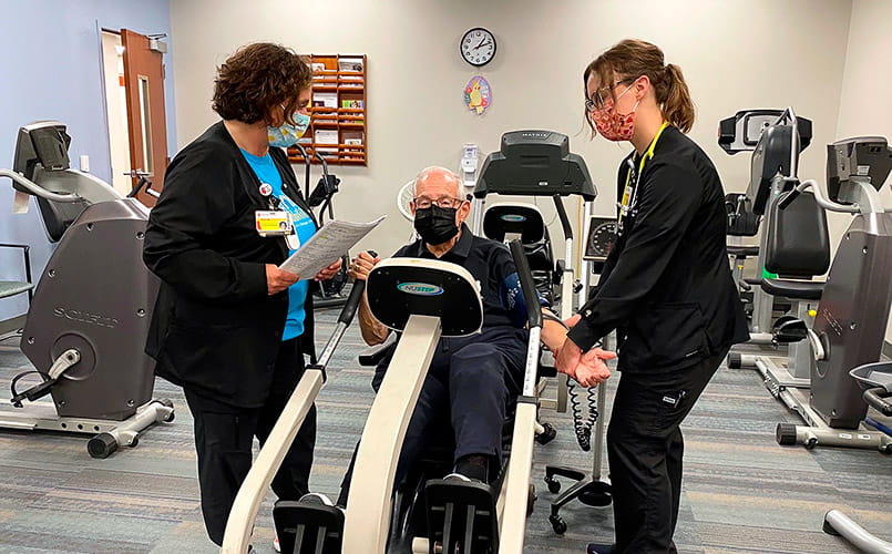 Father Fred enjoys a rehab session