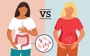 Two women with stomach pain