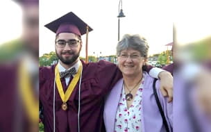 Cameron celebrates his graduation with aunt and fellow Type 1 Diabetes patient Cindy Catalano