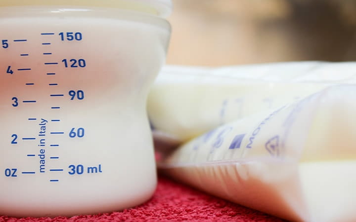 Breast milk in the bottle and storage bags