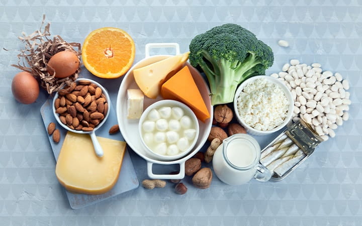 A variety of calcium rich foods