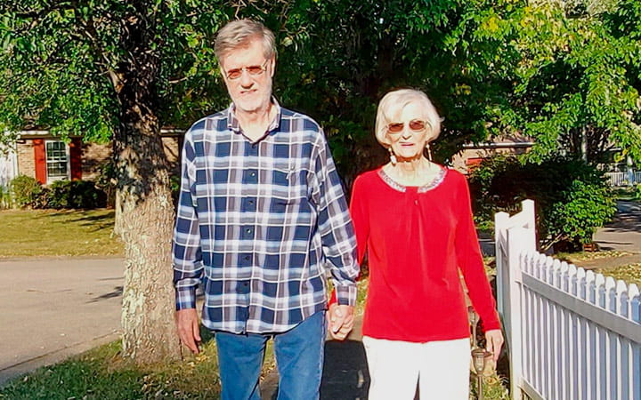 Daniel Boynton enjoys a walk outdoors on a sunny day