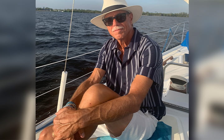 Dan Yung on the water on a sunny day