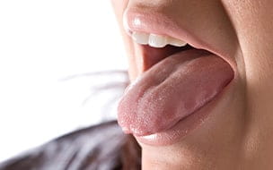 Woman sticking her tongue out