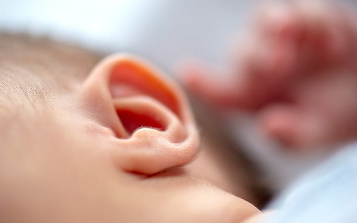 Closeup of a newborn's ear