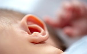 Closeup of a newborn's ear