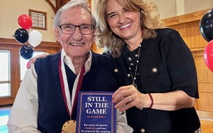 Patient Don Ray poses with Betul Hatipoglu, MD