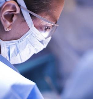 Close up of nurse with mask on