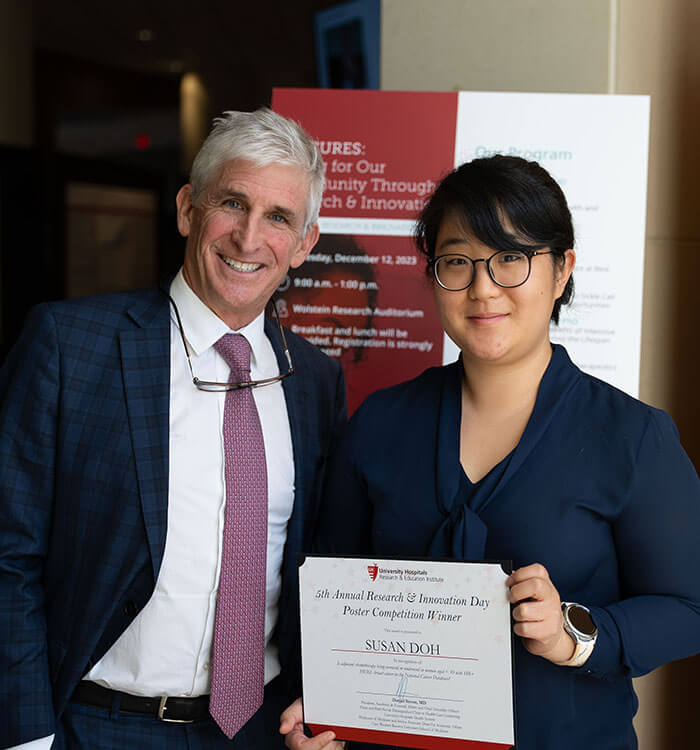 Dan Simon, MD and Susan Doh, MD during UH Research Innovation Day 2023