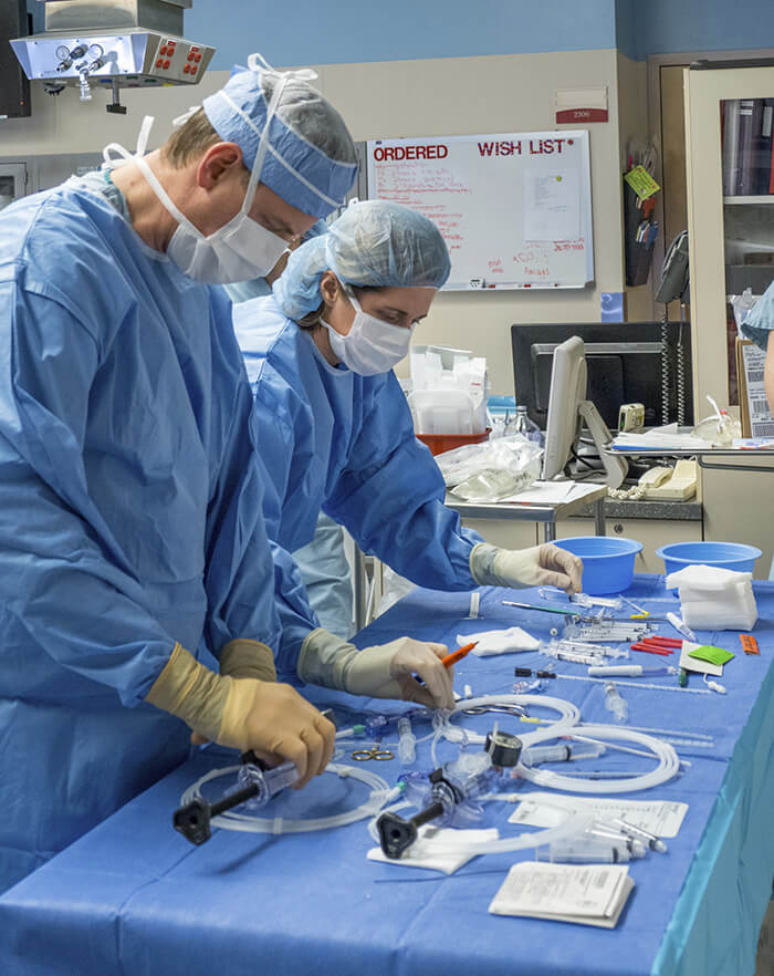 Pre procedure set up in OR for fetal cardiac procedure at UH