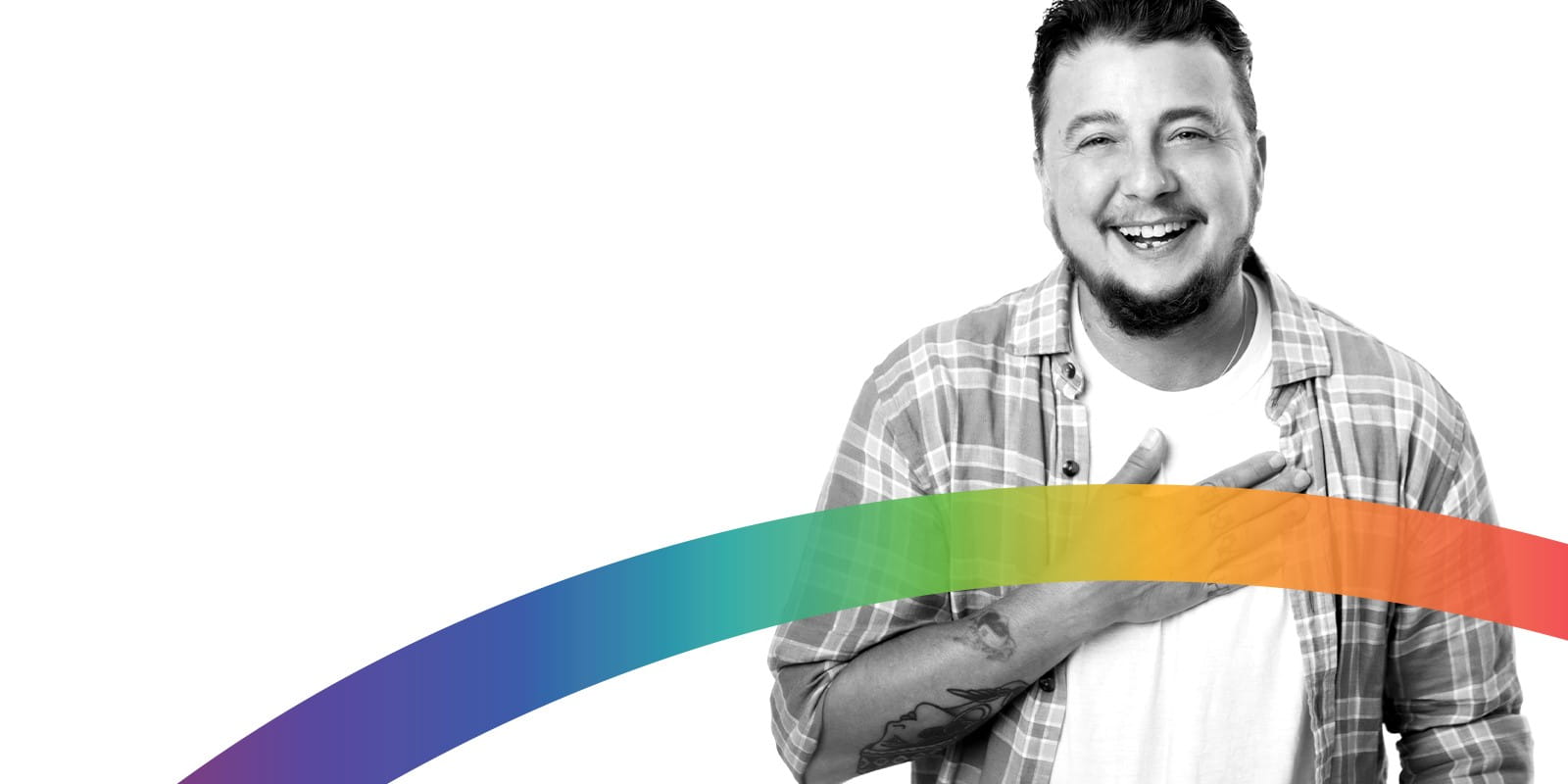man with rainbow overlay