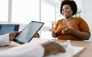 Adult woman at a consultation with a nutritionist