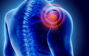 3D Illustration of shoulder painful, medical concept.