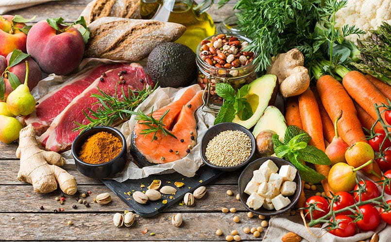 Healthy food for balanced flexitarian mediterranean diet