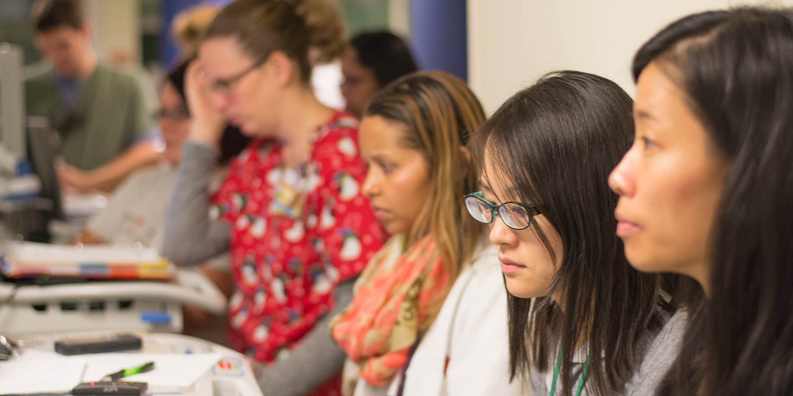 Medical Residents training on computers.