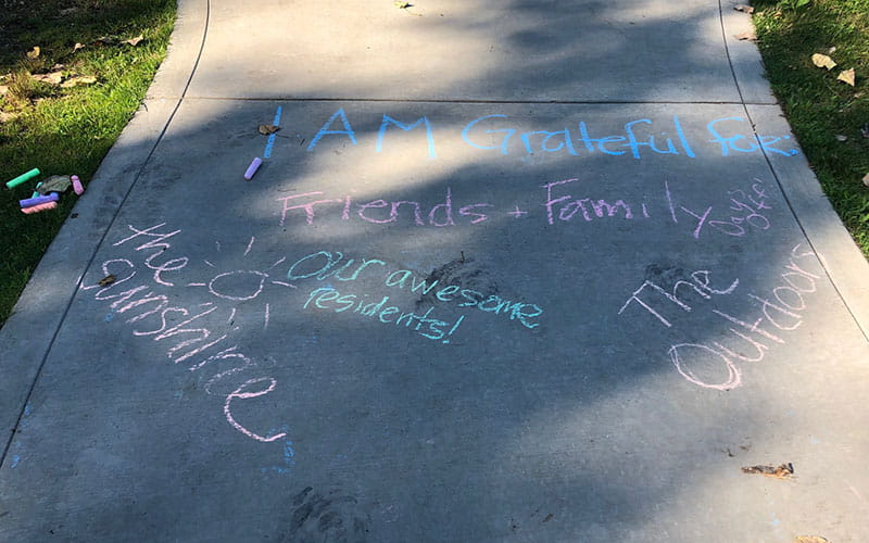 sidewalk art at wellness retreat