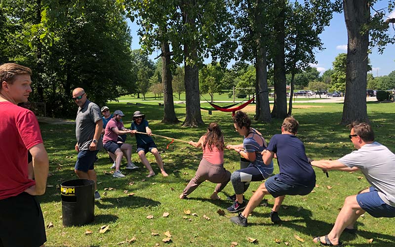 resident tug-o-war at wellness retreat