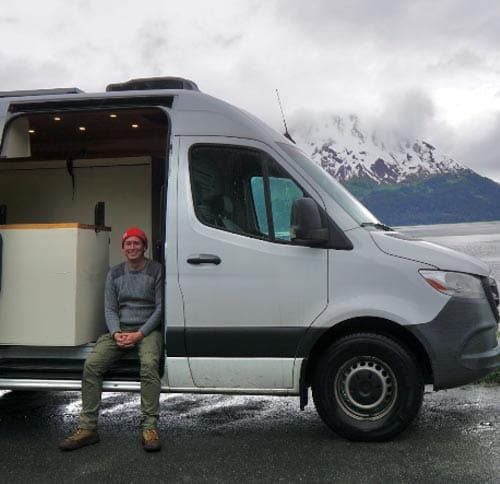 Kevin Mackay sitting in a truck