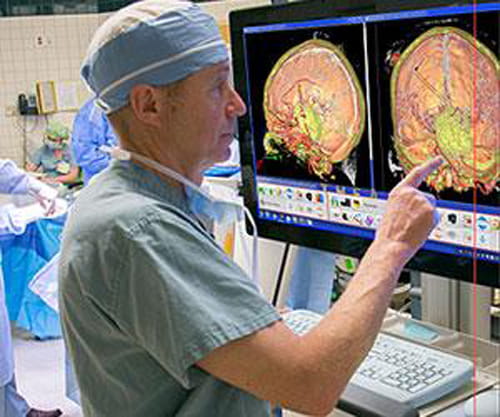 Dr. Selman with simulator