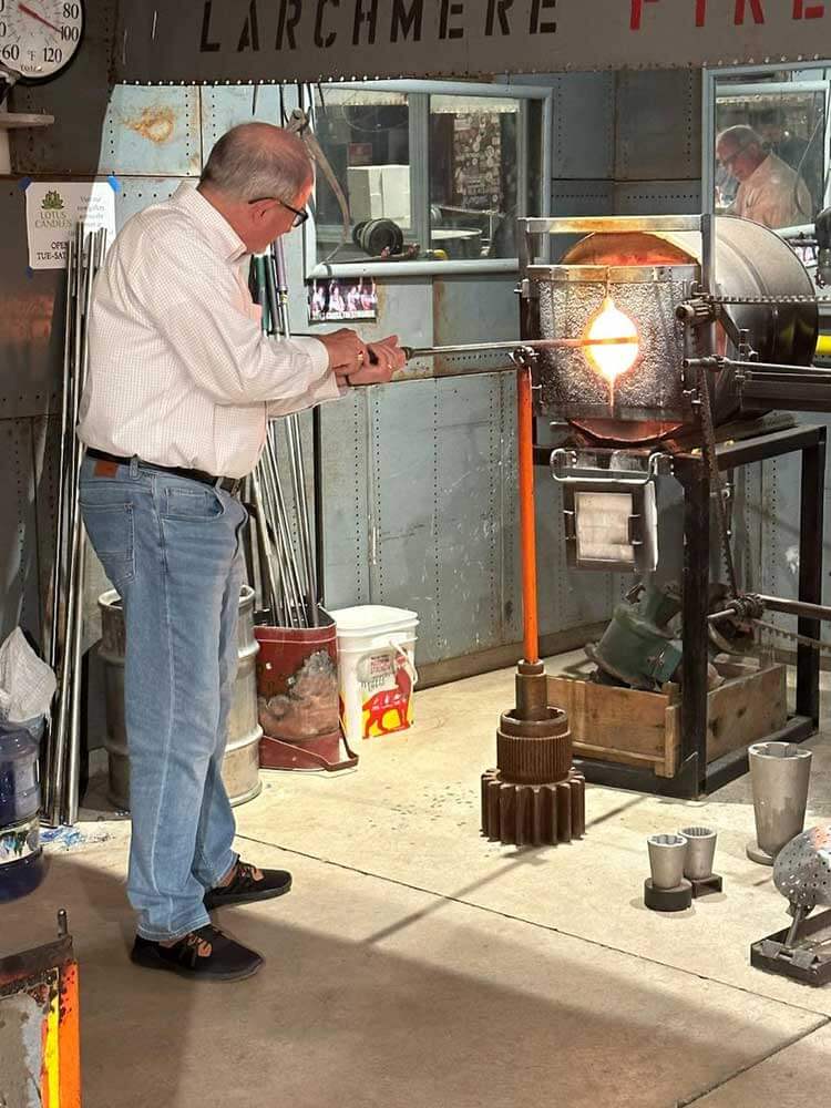 group at glass blowing event