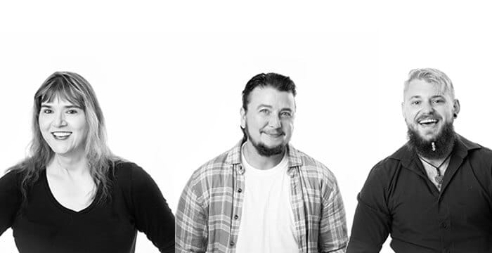 three people smiling