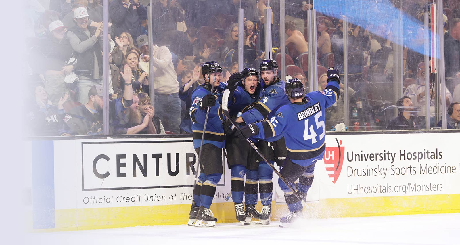The Cleveland Monsters celebrate a victory