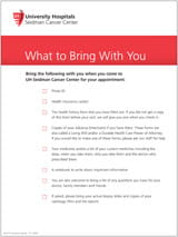 UH Siedman Cancer Center What To Bring With You