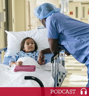 clinician talking with child