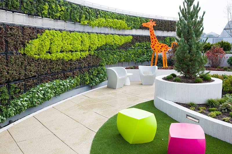 Rainbow Babies & Children’s Hospital Angies' Garden with giraffe statue