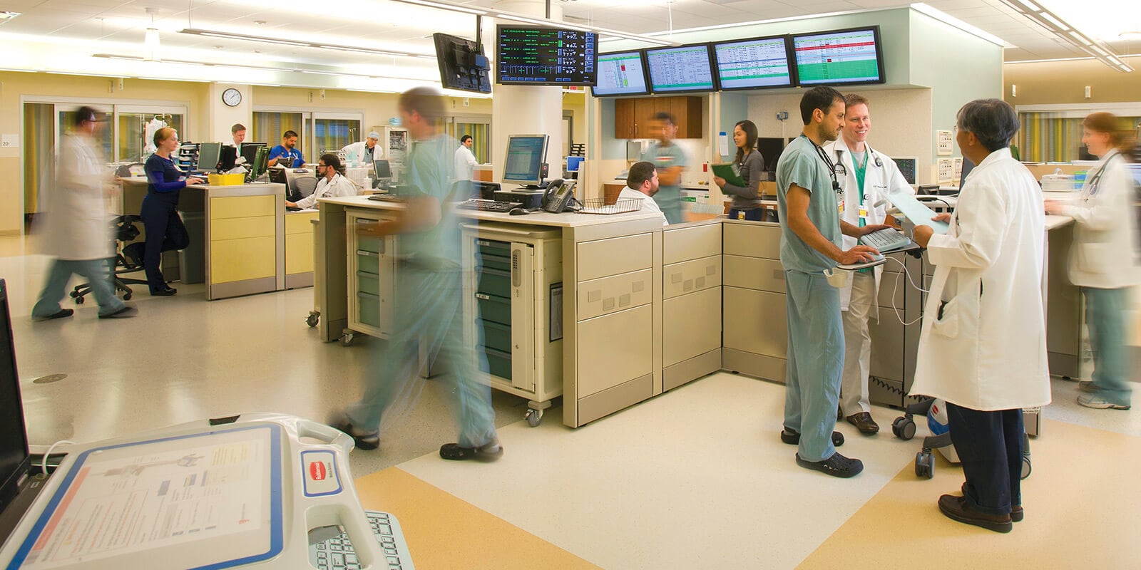 University Hospitals Emergency Room with staff working.