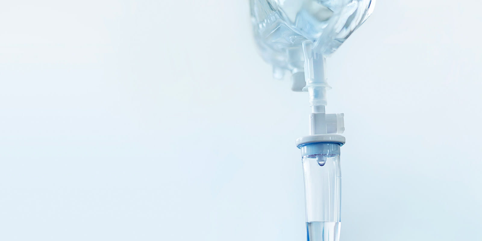 A close-up view of an infusion drip