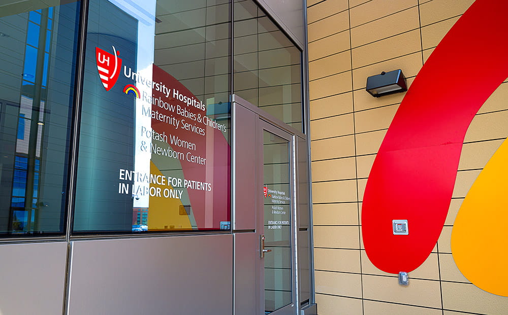 The entrance to UH Ahuja Medical Center's Potash Women & Newborn Center